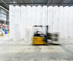 fork-lift truck Showing fork-lift truck in a manufactory