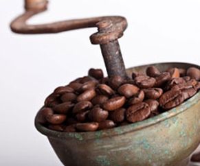 Showing old coffee grinder